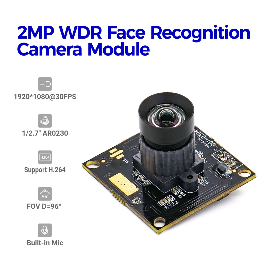 1080P 1/2.7inch Ar0230 96dB Wide Dynamic Range H. 264 USB Camera Module with Microphone for Face Recognition
