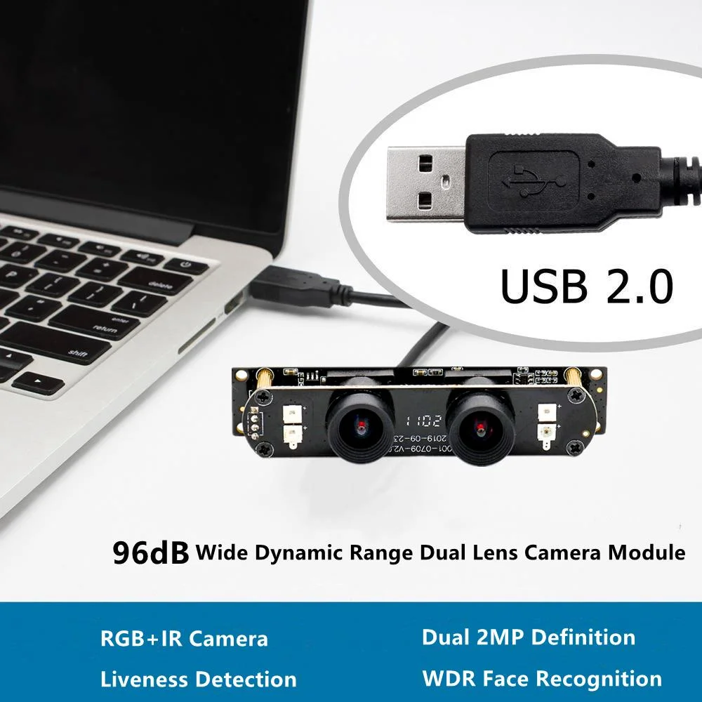 High Quality OEM Customized Dual Lens 1080P 30fps WDR USB Camera Module for Face Recognition ID Detection Access System
