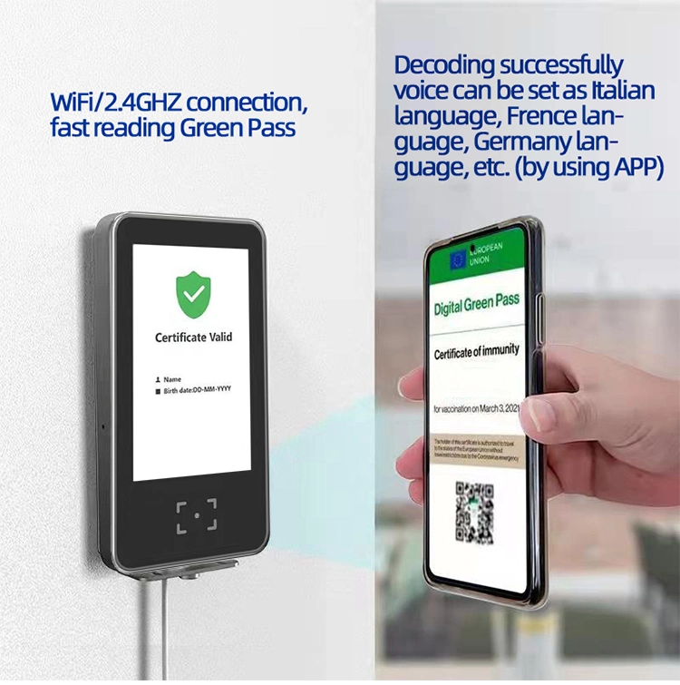 Green Pass Ra08t Face Recognition Time Attendance Access Control Green Pass EU Code Certificate Verification Qr Card Scanner