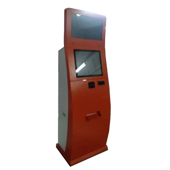 Kiosque de distributeur de carte à double écran tactile de kiosque d'hôtel de paiement d'individu avec l'émission de carte et le scanner de code barres